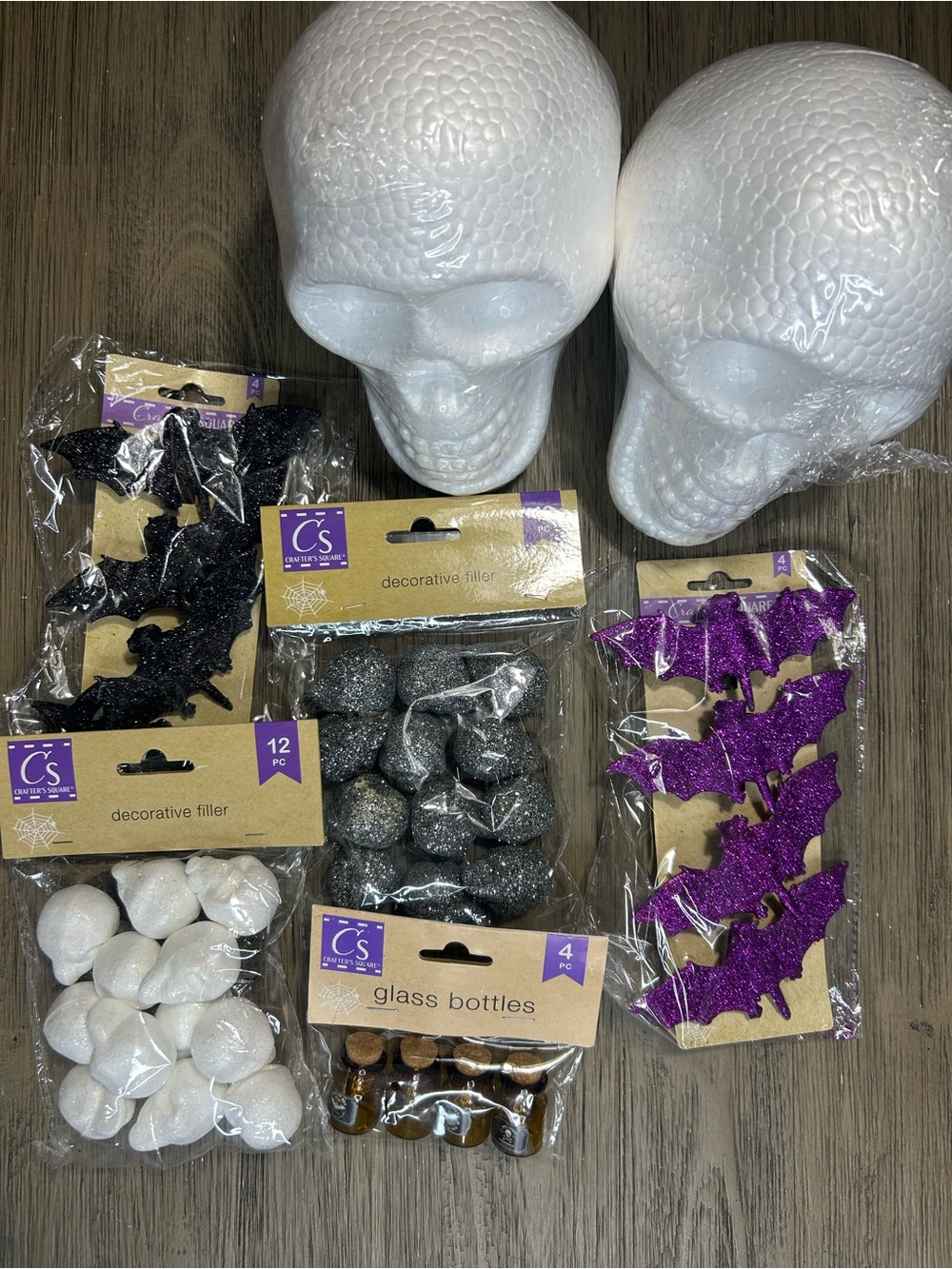 Halloween Decorative Skull & Filler Set - White, Black, Purple